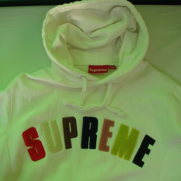 Supreme Chenille Arc Logo Hooded Sweatshirt White, Supreme Chenille Arc Logo Hooded Sweatshirt White,